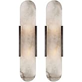 YMDHFS Natural Alabaster Wall Sconces Set of 2 Marble Wall Lamp Bathroom Vanity Light Fixtures Alabaster Sconce Lighting Whit