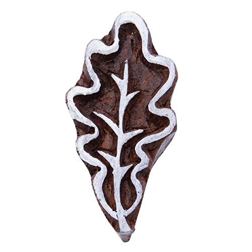Brown Decorative Block Indian Wooden Textile Stamps Wood Leaf Printing Block - Thumbnail 3