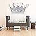 Wall Decal For Kids | Personalized Name King Crown Design | Vinyl Wall Home Decor for Boy's Bedroom, Playroom | Custom Baby Nursery Decoration | Black, White, Gold, Other Colors | Small, Large Sizes