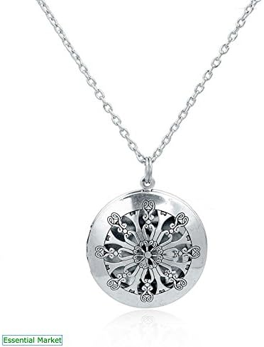 Diffuser Necklace for Essential Oils, Antique Silver With Refill Pads (Pink, yellow, black,Green, Blue)