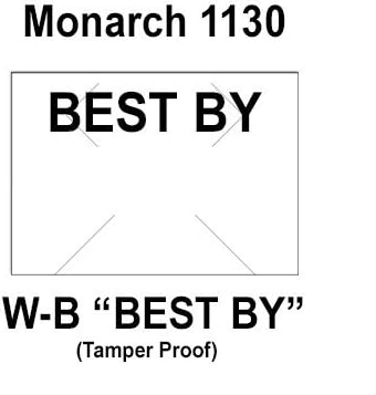 200,000 Monarch 1130 compatible "Best By" White General Purpose Labels to fit the Monarch 1130 Price Guns. Full Case + includes 8 ink rollers.