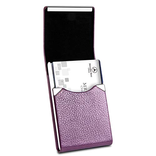 image for Padike PU Leather Business Card Holder for Women Slim Pocket Business 
