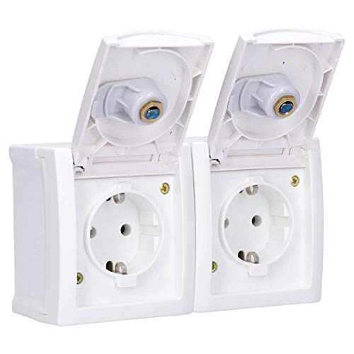 Aufputz Feuchtraum 2-fach Steckdose waagrecht abschließbar Schließung Nr. 1 IP54 Modell Pacific weiß – Bild 7