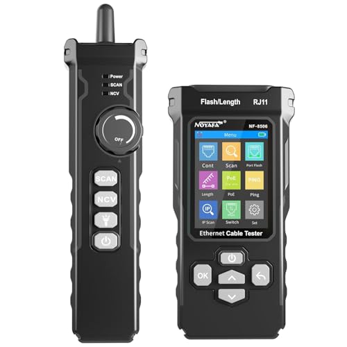 NOYAFA NF-8506 Netzwerkkabeltester mit Ping Test, TDR-KAT5-KAT6-Ethernet-Kabeltester, IP-Scan, Netzwerkrate-Test, Portflashing, Netzwerktester-Kabelto