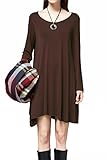 I2crazy Women's Long Sleeve Swing Loose Casual Tunic Mini T Shirt Dress(Coffee XL)