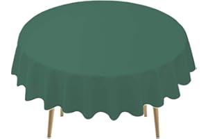 PARTY ULYJA Dark Green Plastic Tablecloths 2 Pack Hunter Green Disposable Table Covers 84 Inch Circle Bridal Shower PEVA Forest Green Table Cloths for BBQ Birthday Wedding Parties 6 ft Round Table Use