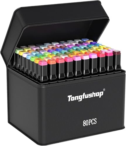 Rotulador de 80 Colores, Rotuladores Alcohol Doble Punta, 2S Secado Rápido Marcadores Permanente con Bolsa de Almacenamiento y Espaciador para Niños, Adultos Bocetos, Cómics, Colorear