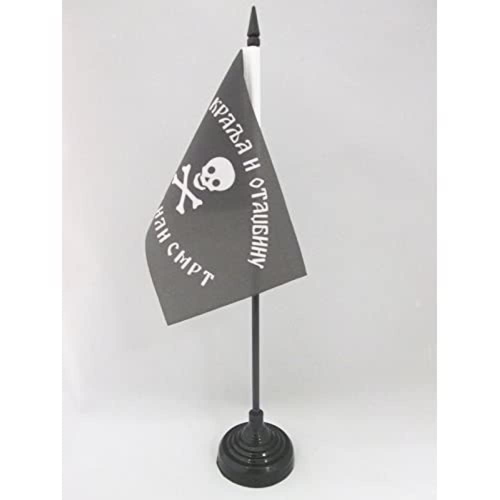 AZ FLAG - Chetnik Detachments of the Yugoslav Army Table Flag 4'' x 6'' - Yugoslavia Chetniks Office Mini Banner 100% Polyester 15 x 10 cm - Mini Desk Flag with 10'' Pole and Black Plastic Base