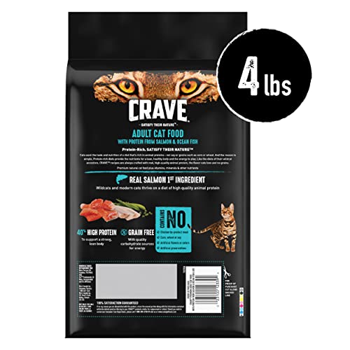 CRAVE GRAIN FREE ADULT HIGH PROTEIN NATURAL DRY CAT FOOD WITH PROTEIN FROM SALMON & OCEAN FISH 4 LB