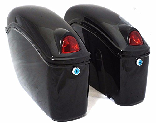 EGO BIKE Black Hard Saddle Bags Trunk Luggage w/Lights Mount Bracket Motorcycle for Yamaha Cruiser