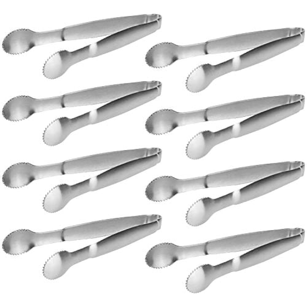 Tonmidej 4 Inch Mini Sugar Cube Tongs Set Of 8 Stainless Steel