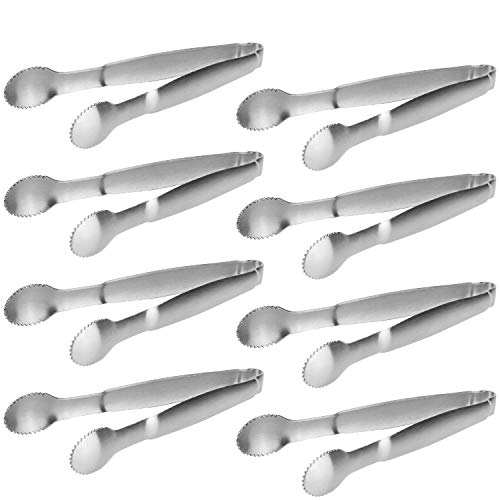Tonmidej 4 inch Mini Sugar Cube Tongs Set of 8 Stainless Steel