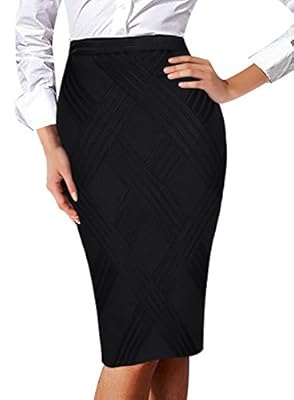 VFSHOW Womens Elegant Patchwork High Waist Wear to Work Party Pencil Skirt