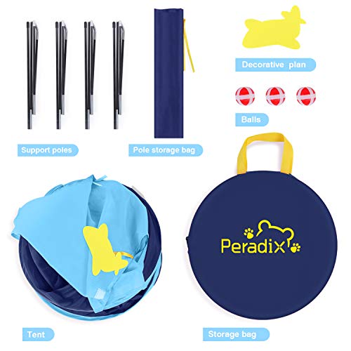 Peradix Tienda de Campaña Infantil,Carpa Plegable Tienda campaña y Bolas para niñas de Jardin,Casitas Infantiles Tela Plegable,Castillo Princesas casa de Juegos para Interiores y Exteriores (Azul)