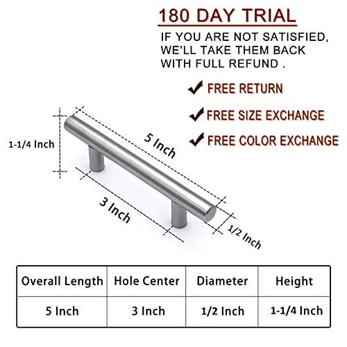 25 Pack Brushed Nickel Cabinet Pulls, 3 Inch Hole Center Drawer Pulls Stainless Steel Cabinet Handles for Cabinets Dresser Drawer