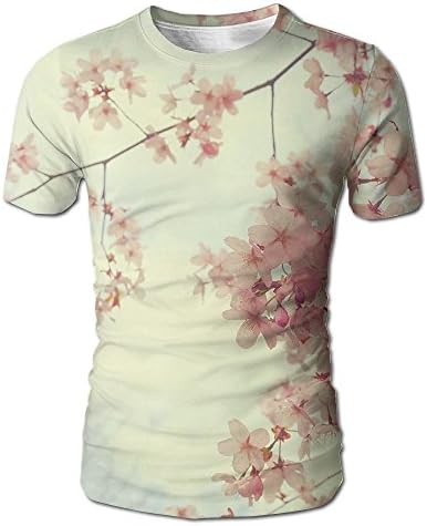 George Oy Pink Japanese Sakura Men's T-Shirt 3d Print Short Sleeve Crew Neck Casual O-Neck Tees For Adults Men