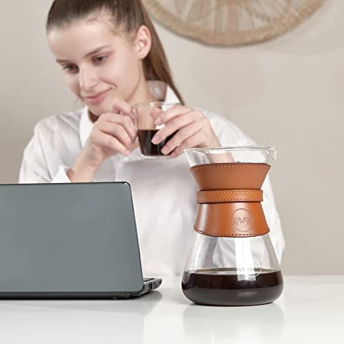 Kavako Glass Pour Over Coffee Maker with Doublelayer Stainless Steel