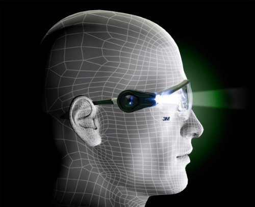 3M Light Vision 2 Protective Eyewear 11476-00000-10 Clear Anti-Fog Lens, Gray Frame, Lights
