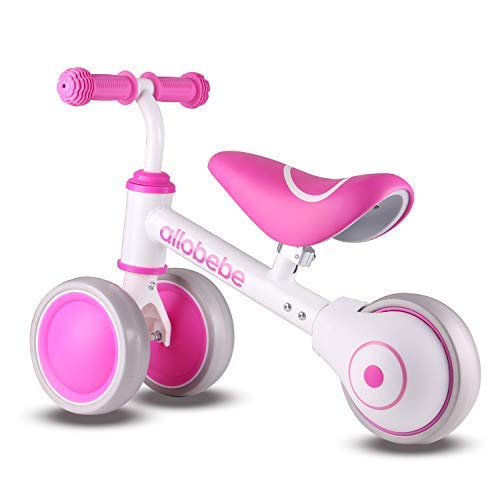 allobebe Baby Balance Bike, Cute Toddler Bikes 12-36 Months Gifts for 1 Year Old Girl Bike to Train Baby from Standing to Running with Adjustable Seat Silent & Soft 3 Wheels