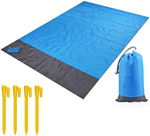 Jasmine Dreamin Outdoor Picnic Blanket (78" X55) Waterproof, Portable, Easy to Fold, Sand Proof Pocket Blanket with 4 Stakes for Camping, Hiking, Travel, Picnic