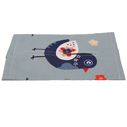 SOURBAN Cartoon Animal Hanging Tissue Box for Car Sun Visor Headrest Cotton and Linen Owl Napkin Holder with Strap,Happy Bird