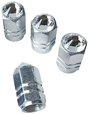 Rhinestone Bling Tire Air Valve Stem Caps, Crystal Car Decoration for Auto Tire/Wheel, Bling Car Accessories for Women, Rhinestone Car Bling Accessory (Silver)