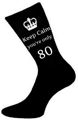 Mens Keep Calm You're Only 80 Black Socks 80th Birthay Present A Fun Novelty Gift for Dad, Son, Brother, Friend, Uncle