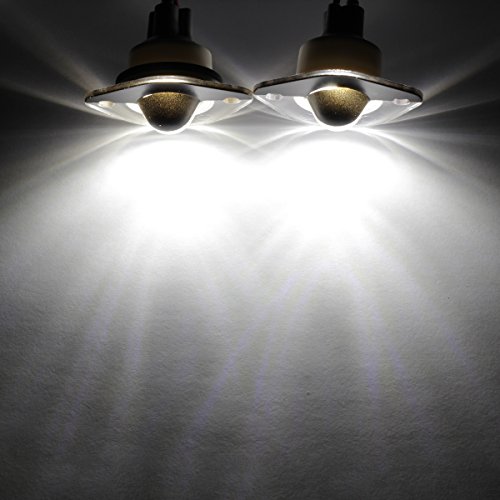 HERCOO License Plate Light Lens w/ LED Bulbs Aftermarket Replacement for 1994-2004 Ford Mustang (Qty:2, White)