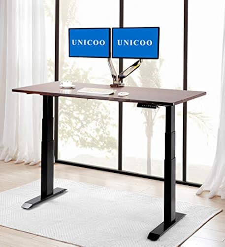 UNICOO Dual Motor Standing Desk Frame - 3 Stage Adjustable Base With Memory Keypad