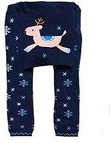 BABY TODDLER INFANT LEGGINGS TIGHTS PANTS UNISEX WITH ADORABLE ANIMAL DESIGN NAVY REINDEER LARGE