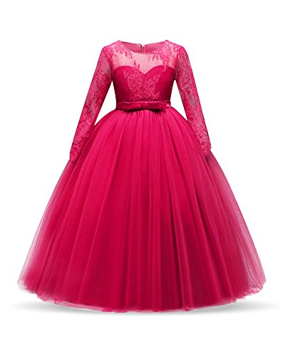 WEONEDREAM Long Sleeve Lace Girl Dresses Wedding Party Size 3-14