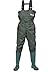 Bootfoot Fishing Chest Waders for Men Women with Boots 2-Ply Nylon/PVC Waterproof Hunting Waders with Boots Hanger