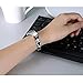 bayite Leather Bands Compatible with Fitbit Alta and Alta HR, Metal Clasp Leather Cord Wristband with Rhinestone Bling, (Silver with Rhinestone, 5.5
