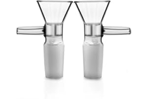 2pcs Glass Funnels - 14mm with Handle, Multipurpose Clear Glass Funnel for Lab & Bottles