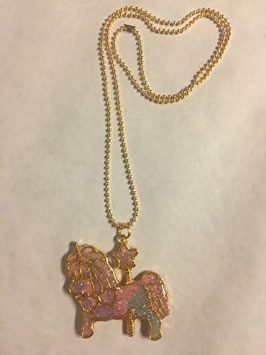 Double Sided Pastel Carousel Unicorn Pendant UV Resin Necklace