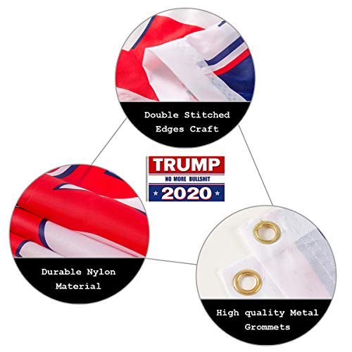Homtable 2 Pack Trump 2020 Flags, Keep America Great Flag 3 X 5 Feet with Grommets and 20 Pieces Car Bumper Stickers Supporting Re-Elect Donald Trump