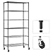 LANGRIA 6 Tier Wire Shelving Garage Shelving Storage Rack Metal Shelves, Heavy Duty Commercial Metal Wire Shelving Unit Black