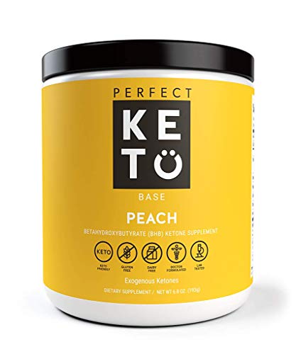 Perfect Keto Peach Exogenous Ketones: Base BHB Salts Supplement. Ketones for Ketogenic Diet Best to Burn Fat to Support Energy, Focus and Ketosis Beta-Hydroxybutyrate BHB Salt