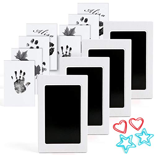 Scotamalone Baby Inkless Handprint Footprint Ink Pads Small Pet Paw Print Ink Kits Non-Toxic Safe and Clean-Touch for Family Keepsake Baby Shower Gift and Registry 4 Packs Medium Size Black