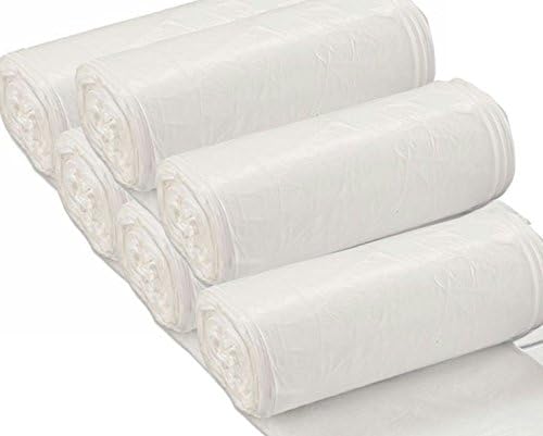 300 TRASH CAN LINERS , WHITE 16 GALLON TRASH BAGS , FOR TALL TRASH BAG CANS , SMALL TO MEDIUM TRASH BAGS , RATED AS 20 LB GARBAGE BAGS BY JANITORIAL SUPPLIES STANDARD LIFT STRENGTH, 6 ROLLS OF 50