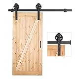 FEMOR 6.6 FT Heavy Duty Single Rail Sliding Barn Door Hardware Kit, Super Smoothly and Quietly, Simple and Easy to Install, Fit 36