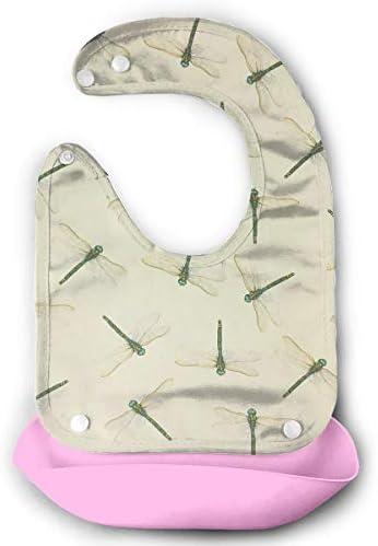 Waterproof Baby Feeding Roll-up Bibs Dragonfly Swarm Velvet Taupe Silicone Bibs For Babies&Toddlers