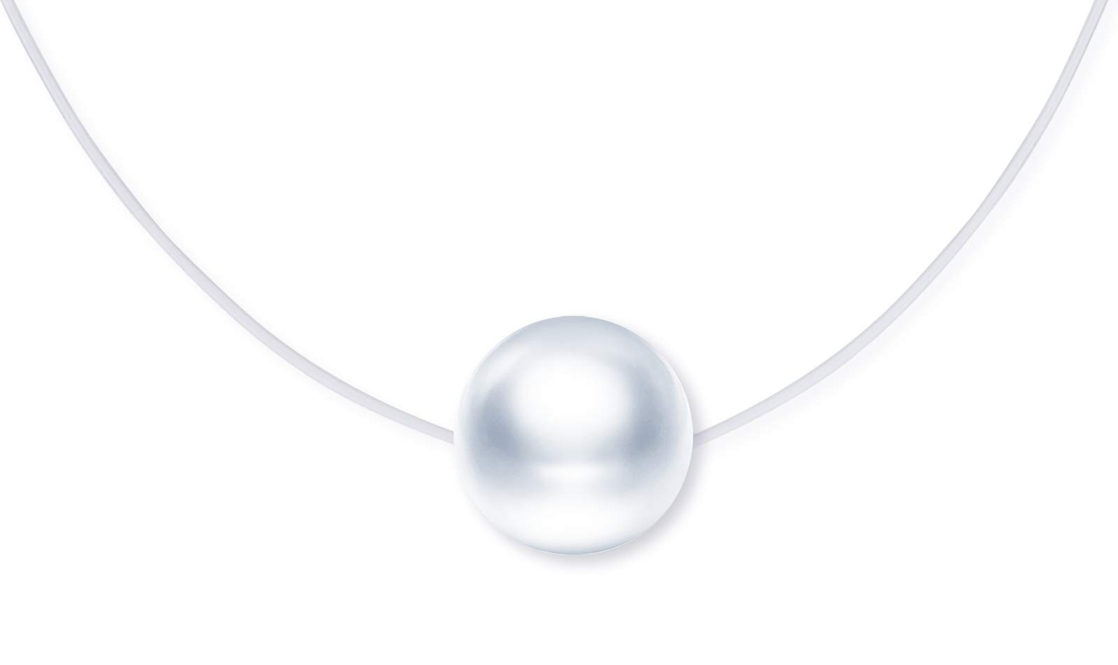 MicLee Women's girl's Pearl Necklace pendant, 925 Sterling Silver necklace, beautiful pearl Choker necklace, simple pearl pendant, and transparent fishing line, 40cm