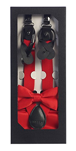 Gioberti Boys' Convertible Suspenders, Bow Tie, and Hanky Set, Red