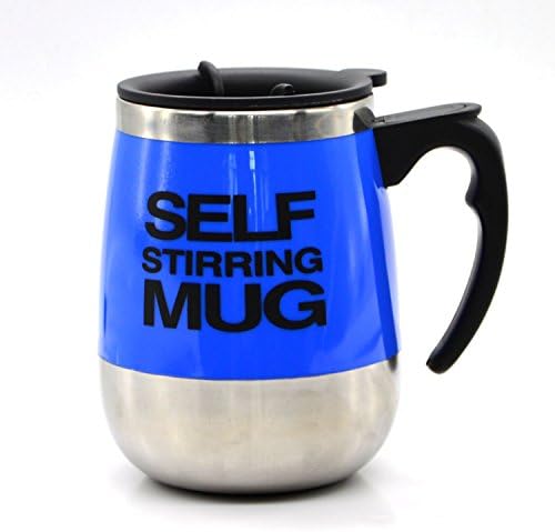 Self Stirring Coffee Mixing Cup ,Automatic Electric Self Stirring Cute &amp; Funny Best For Morning Double Layer Stainless Steel -for Protein Powder,Chocolate,Milk(Blue)