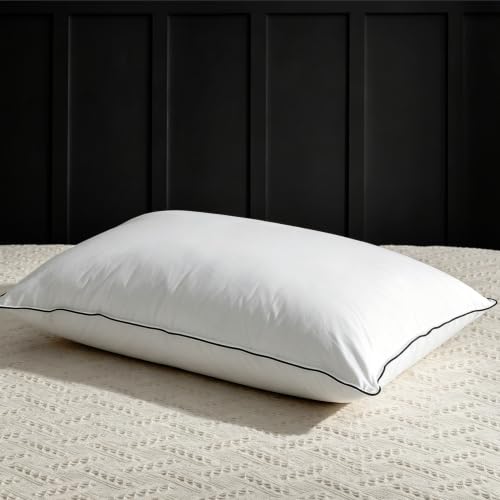 APSMILE Mittelfeste Federdaunen/Poly-Kissen, King-Size, luxuriöses Federkissen zum Schlafen, Bezug aus 100 % Bio-Baumwolle, Hotel-Kollektion, Bettkiss