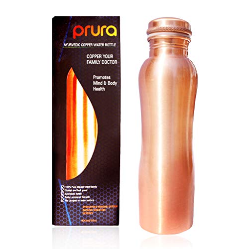 Copper 100% Copper Ayurveda Benefit Water Hammered Bottle Leak Proof (900ml/30oz, Design 3)