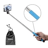 InnoGear Adjustable Extendable Bluetooth Monopod Handheld Self Portrait Selfie Stick with Remote Shutter Function for iPhone 4 4s 5 5s 5c 6 6 Plus, Samsung S3 S4 Note 2 Note 3, HTC One, Sony Xperia, LG (Blue)