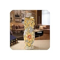 Europe Gold Plated Frost Porcelain Vase Vintage Advanced Ceramic Flower Vase for Room Study Hallway Home Wedding Decoration,Small Style B