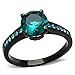 Marimor Jewelry 2.16 Carat Blue Green Zirconia Black Stainless Steel Engagement Ring Women's Size 5-10
